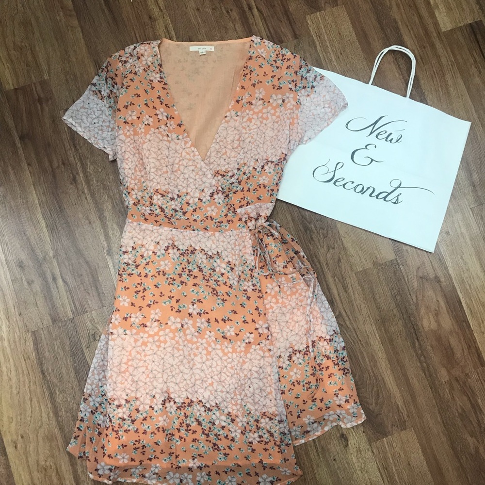 Floral orange wrap dress
